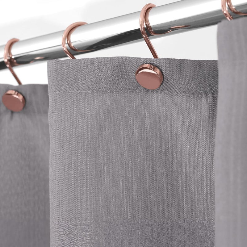 Popkozzi Rose Gold Shower Curtain Hooks Rings: Round Button Design Rustproof Heavy Metal Shower Curtain Rings for Bathroom - Modern Simple Decorative Shower Curtain Hangers for Shower Rod - Set of 12 - Image 3